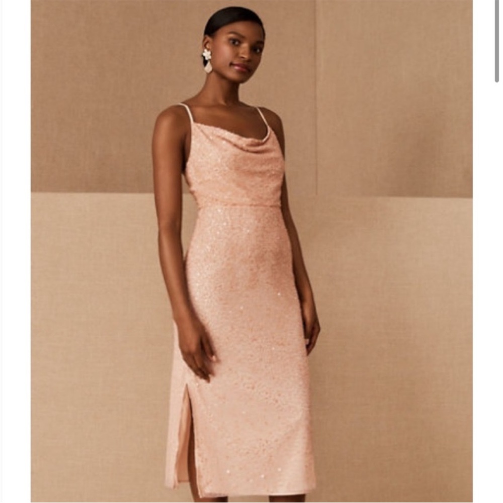 Brand new Anthropologie sequin peach midi dress